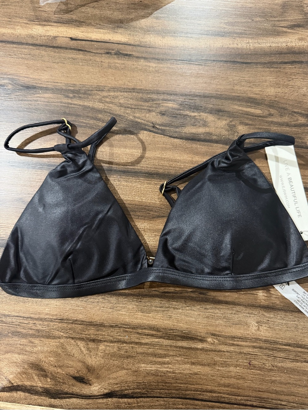 Elizabeth Jane Black Nero Island Fixed Triangle Bikini Top